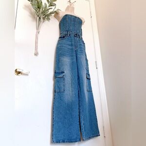 Wild Fable Jean Strapless Jumpsuit NWT!